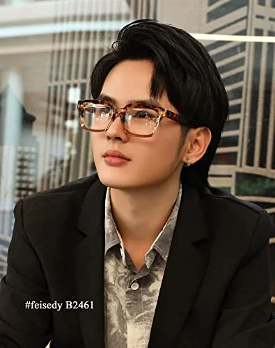 FEISEDY Glasses Frame Womens, Square Thick Eyeglasses Frame, Classic Eyewear for Men B2461 4