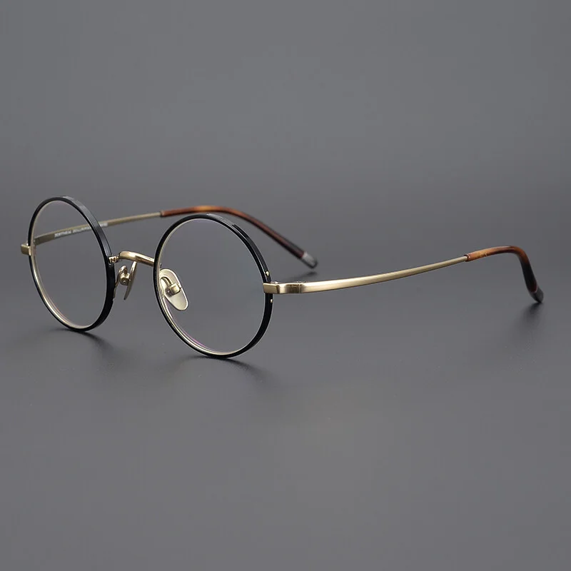 Round Titanium Glasses for Women Narrow Windsor Circle Eyeglasses Frame Tortoise